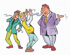 Drawing of a cartoon man with bad breath