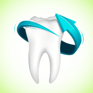 Illustration of a blue arrow going around a tooth