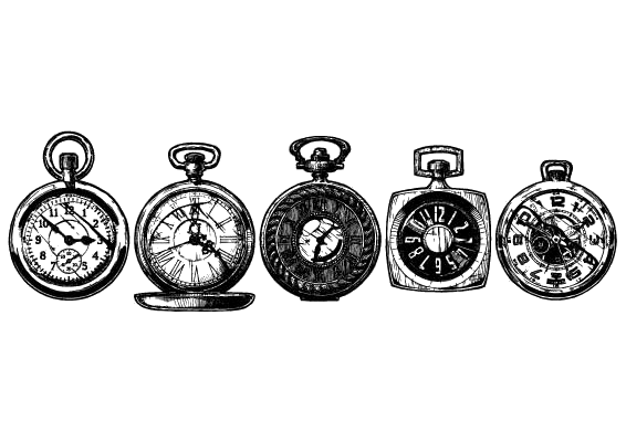 Drawing of pocket watches