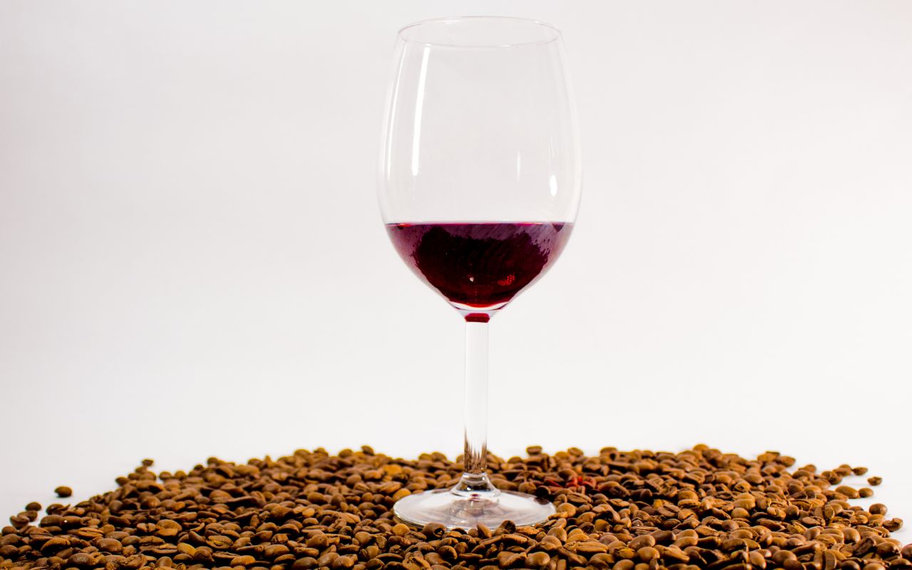 Red wine and coffee beans 